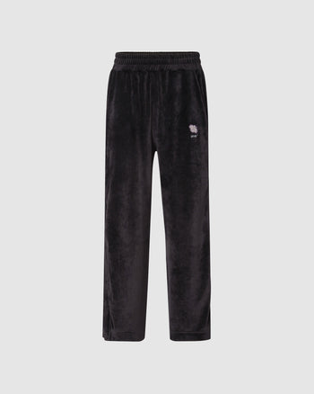 Bliss logo velvet track pants: Men Trousers Black | GCDS